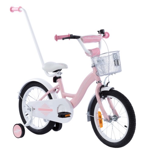 Rowerek dziecięcy 16 cali TomaBike PLATINUM z prowadnikiem | Jasno-Różowy